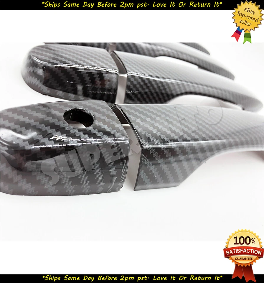 Juego de 8 cubiertas de manija de puerta de fibra de carbono para Honda Civic + CRV 2012-15 Foto 4 de 4