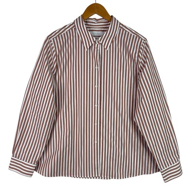 Foxcroft Wrinkle Free Shaped Button Down Shirt Sz 18P Brown