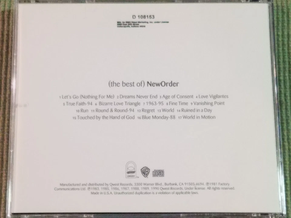 NEW ORDER THE BEST OF 17 TRACK CD FREE SHIPPING Foto 2 de 3