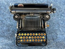1917 ANTIQUE PORTABLE CORONA NO 3 FOLDING TYPEWRITER, YELLOW KEYS, BOOKS & CASE thumbnail