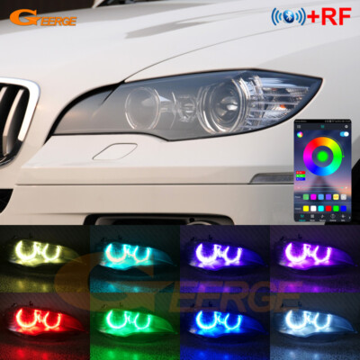 For BMW X5 E70 X6 E71 E72 Multi Color RGB LED Angel Eyes Kit Bluetooth APP