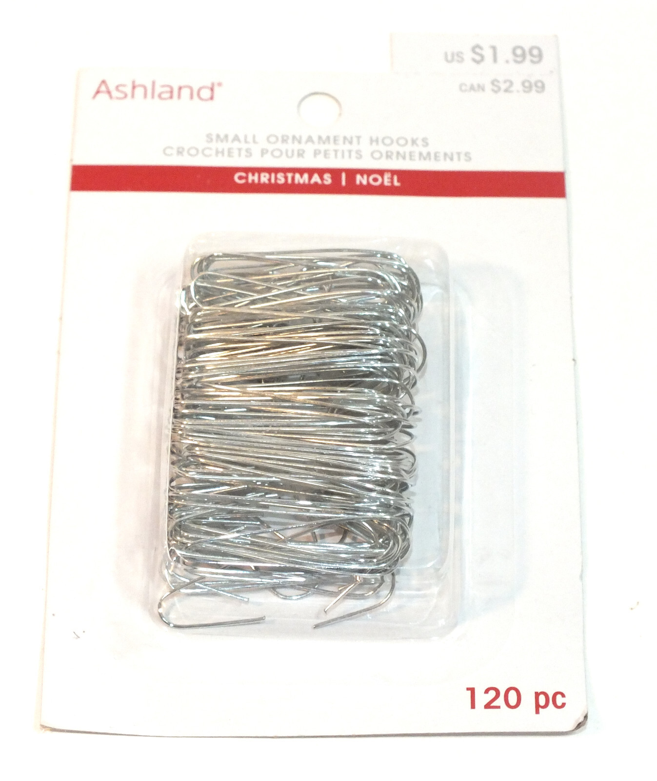 Ashland Brand Christmas Tree Ornament Hooks Size Small Silver Metal 120