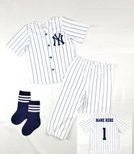 Personalized Jersey Navy Blue Pinstripe Pants Socks