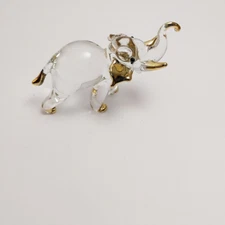 Elephant Animal Miniature Figurine Art Mini Blown Glass Collectible Decoration