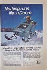 1972 John Deere Snowmobile Print Ad Vintage  Nothing Runs Like a Deere
