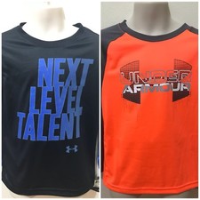 Under Armour Boys Magma Orange/Black Sz 4 Long Sleeve Shirt 51 NWT Lot of 2