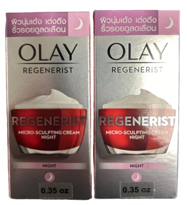 2 PACK OLAY Regenerist Micro-Sculpting Night Cream Advanced Anti-Ageing 0.35oz
