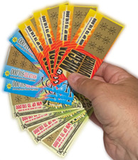 12 SCRATCH OFF GAG LOTTO TICKETS Fake Lottery Card Winner Funny Joke Prank Gift