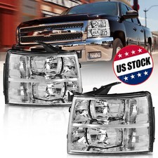 Pair For 2007-2013 Chevy Silverado 1500 Lhrh Headlight Headlamps Clear Lens