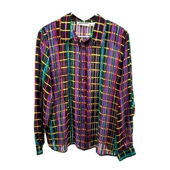 SAINT LAURENT Yves St Clair Camicia a righe 18 trasparenti bottone vintage