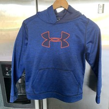 Under Armour Boys YLG blue/black Long Sleeve Hoodie with front pocket Sweatshirt