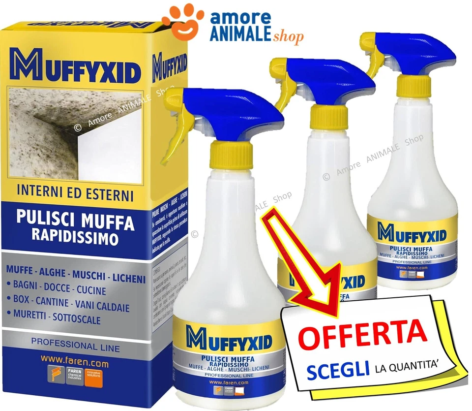 Faren MUFFYXID Spray → 500 ML - Rimuove la Muffa, Antimuffa Igienizzante