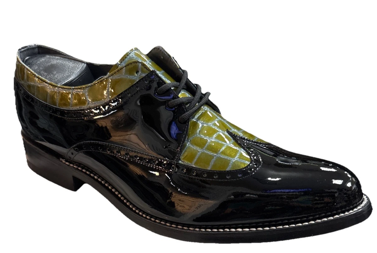 Stacy Baldwin 11.5 D Green Leather Croc Cap Toe Lace Up Dress  Tuxedo Shoes TMW_40YD_05_STACY_ADAMS_DRESS_  main image 3