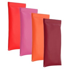 Squeeze Top Sunglass Pouch, 4Pcs Soft Eyeglass Pouch, Red Tones