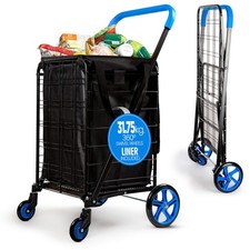 Portable Shopping Cart 360 Swivel Wheels 70lb Steel Frame