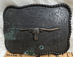 Belt Buckle Bull Texas Steer CowBoy High Quality Steel Vintage Rodeo Patina