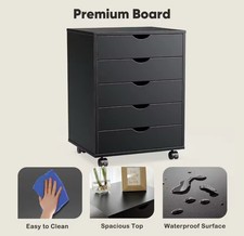 5-Drawer Mobile File Cabinet with Wheels, Under Desk Storage for Home Office