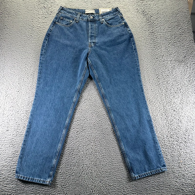 Vintage Everlane Jeans Women 30x29 Blue Denim Straight Curvy Button Fly Made USA