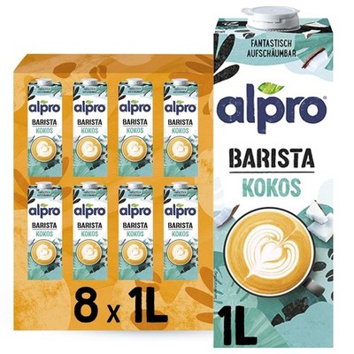 Alpro Barista Kokos   Zum Aufschäumen   100 Prozent pflanzlich, 8 x 1 L