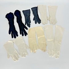 Vintage Women's Gloves Lot of 6 Pairs White Black Short Long Small XS 6 Costume