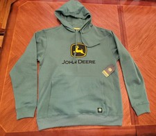 Mens John Deere Sweatshirt Pullover Hoodie M Green Deer Logo Farming Ranch NWT