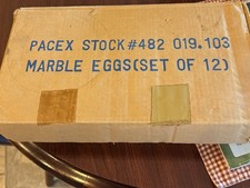 Vintage hand etched marble eggs with stands