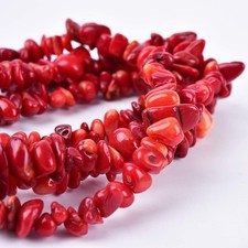 Red Coral Chip Beads 5-8mm Irregular Shaped Tumbled Chips 5-8mm,