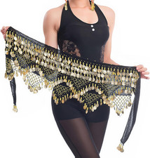 Belly Dance Hip Scarf, Belly Dancer Outfit with 320Pcs Dangling Coins - for Bell