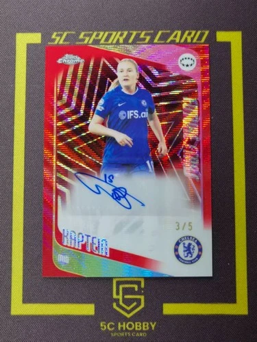 2025-26 Topps Chrome UEFA Women's Red Wave Refractor Auto/5 Wieke Kaptein FCAY