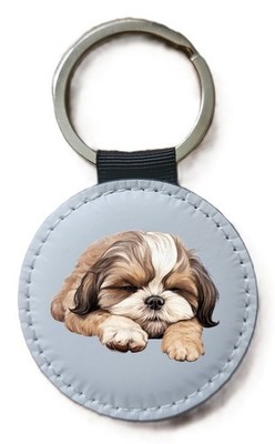 Shih Tzu Schlüsselanhänger schlafen liegend, Shih Tzu Hundeliebhaber Geschenk Schlüsselring