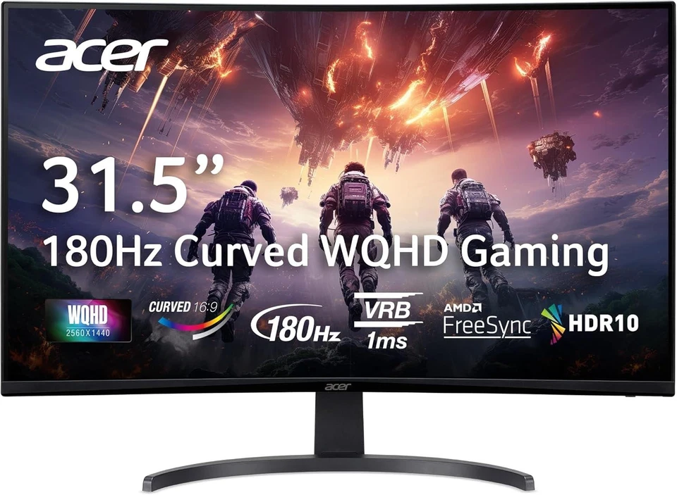 Acer Nitro 31.5" Curved Gaming Monitor 2560x1440 180Hz Refurbished