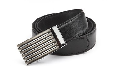 Herren Leder Gürtel Schwarz Automatic Schliesse 3,5 cm Breiter-Gürtel 95-125 cm