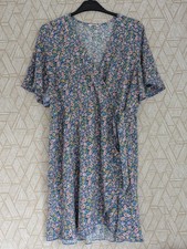 Scalloped Wrap Tea Dress Flutter sleeves Ditsy Floral  UK20