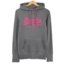 Superdry Vintage Hoodie grau Baumwolle taillierter Schnitt Gr. S Damen Wc2