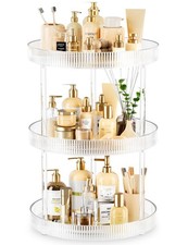 3-Tier Lazy Susan Bathroom Countertop Organizer, 360 Clear Rotating Storag