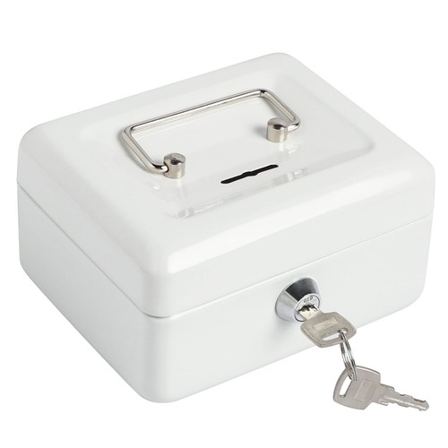 Small Cash Box with Slot for Kids - Metal Lock Box with Money Tray 5.9" x4.7"...