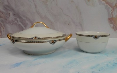 Vintage Noritake Morimura Shirley Pattern Lidded Bowl and 5'' Diameter Bowl