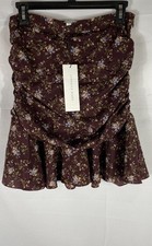 Veronica Beard Women's Taras Skirt Merlot Floral Silk Blend Mini NWT Sz 4
