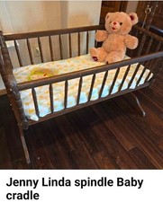 Jenny Lind Brown Wooden Spindle Rocking Cradle 41" LX 22"