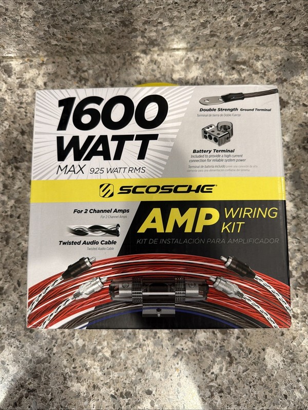Scosche Amp Wiring Kit 1600 Watt 2 Channel Brand New W/Box Seal Open