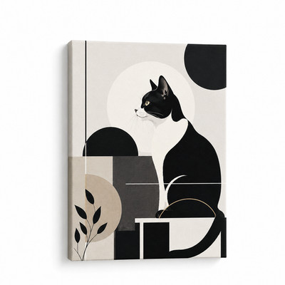   Minimalist Elegance: Custom Geometric Pet Portrait Canvas     