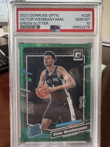 Victor Wembanyama 2023 Donruss Rated Rookie Optic Green Glitter /77 PSA 10 Q1887
