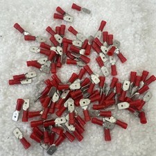 New 200 PCS 22-18 Gauge Male Quick Disconnect Red Vinyl Crimp Terminals .250" .