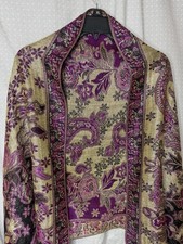 Pashmina Silk Oversized Scarf/Wrap Beautiful Purple Shimmer Gold Paisley Boho