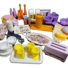 Vintage Barbie Dream House Kitchen Pots Plates Dishes Food Radio 50 Pieces