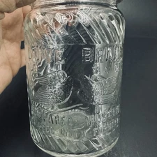 1 LB. DOVE BRAND MUSTARD JAR ORIGINAL FRANK TEA & SPICE CO. JUMBO PEANUT BUTTER