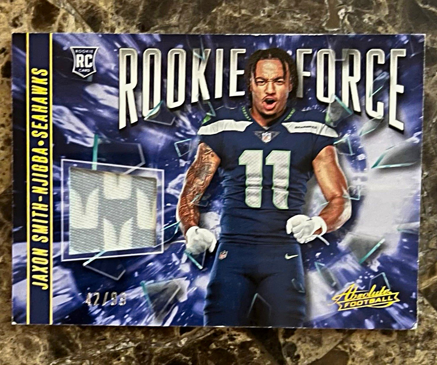 Jaxon Smith-Njigba Panini Absolute Rookie Force Relic #RF12 Gold