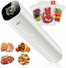 Compact Vacuum Sealer for Food Contains 30 Reusable Seal Bags Featuring LED Pr