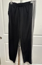 Adidas Classic Track Pants Black 3 Stripe Tapered Leg Pockets Straight Leg M