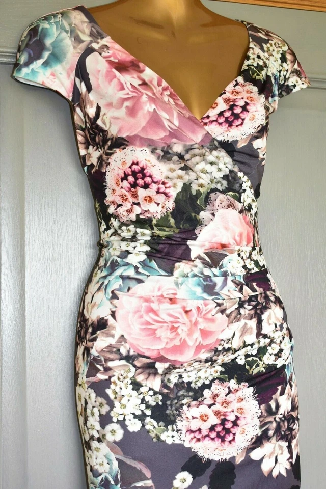 💞 Phase Eight Lydia Floral Bodycon Wrap Evening Special Occasion Dress Sz 16 - Image 4 of 4